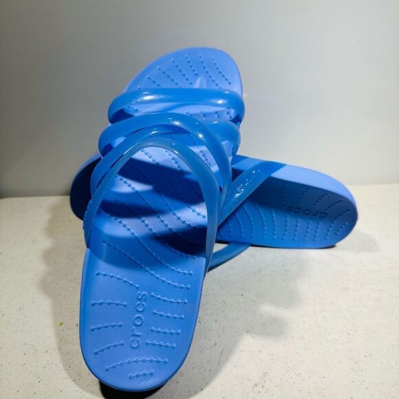 Crocs Splash Glossy Strappy Slide / Moon Jelly Womens 6 D3 - Picture 1 of 7